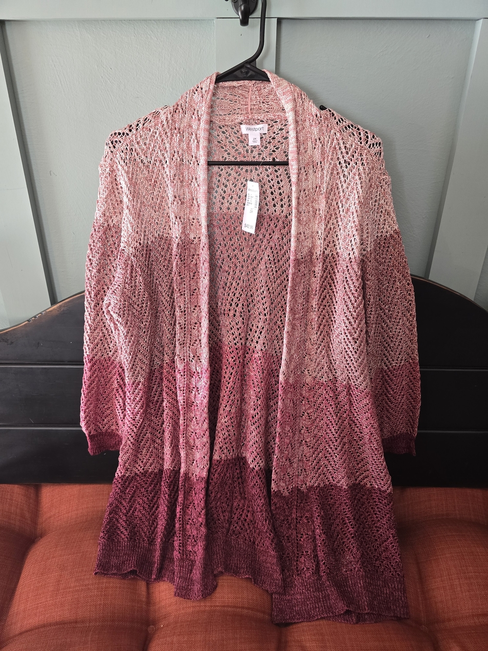 Westport Open Front Knit Cardigan Pink Size 2X NWT
